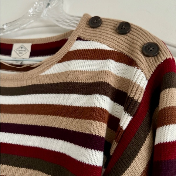 (NWT) ST JOHN’S BAY Women’s Striped Multicolor Round Neck Sweater Top-Size SMALL - Picture 6 of 8